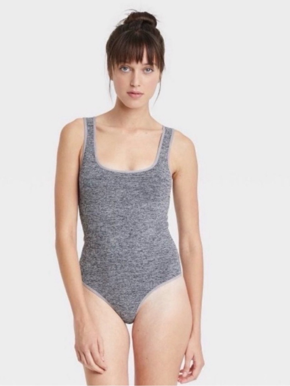 NEW Colsie Ribbed Tank Bodysuit in Charcoal Gray XL